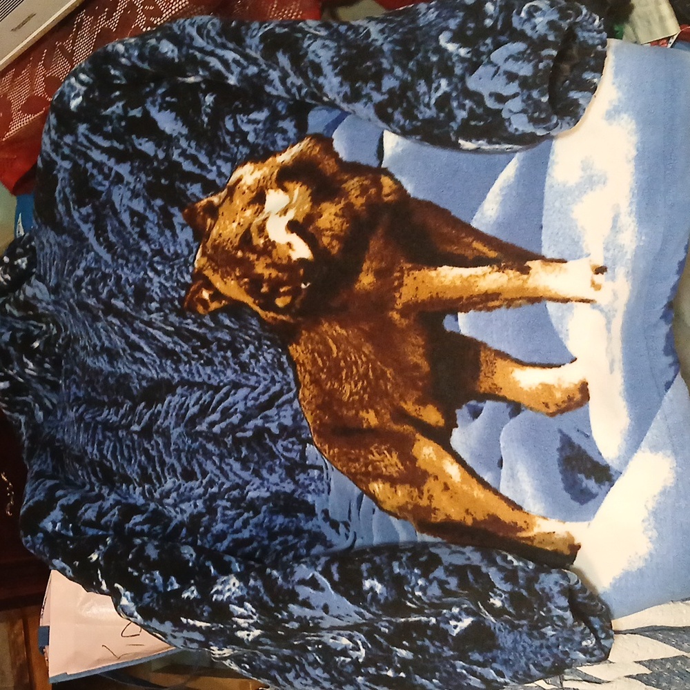 Wolf Print Hooded Jacket (Unisex) Size Large-(see Measurments In Description) - Picture 6 of 14